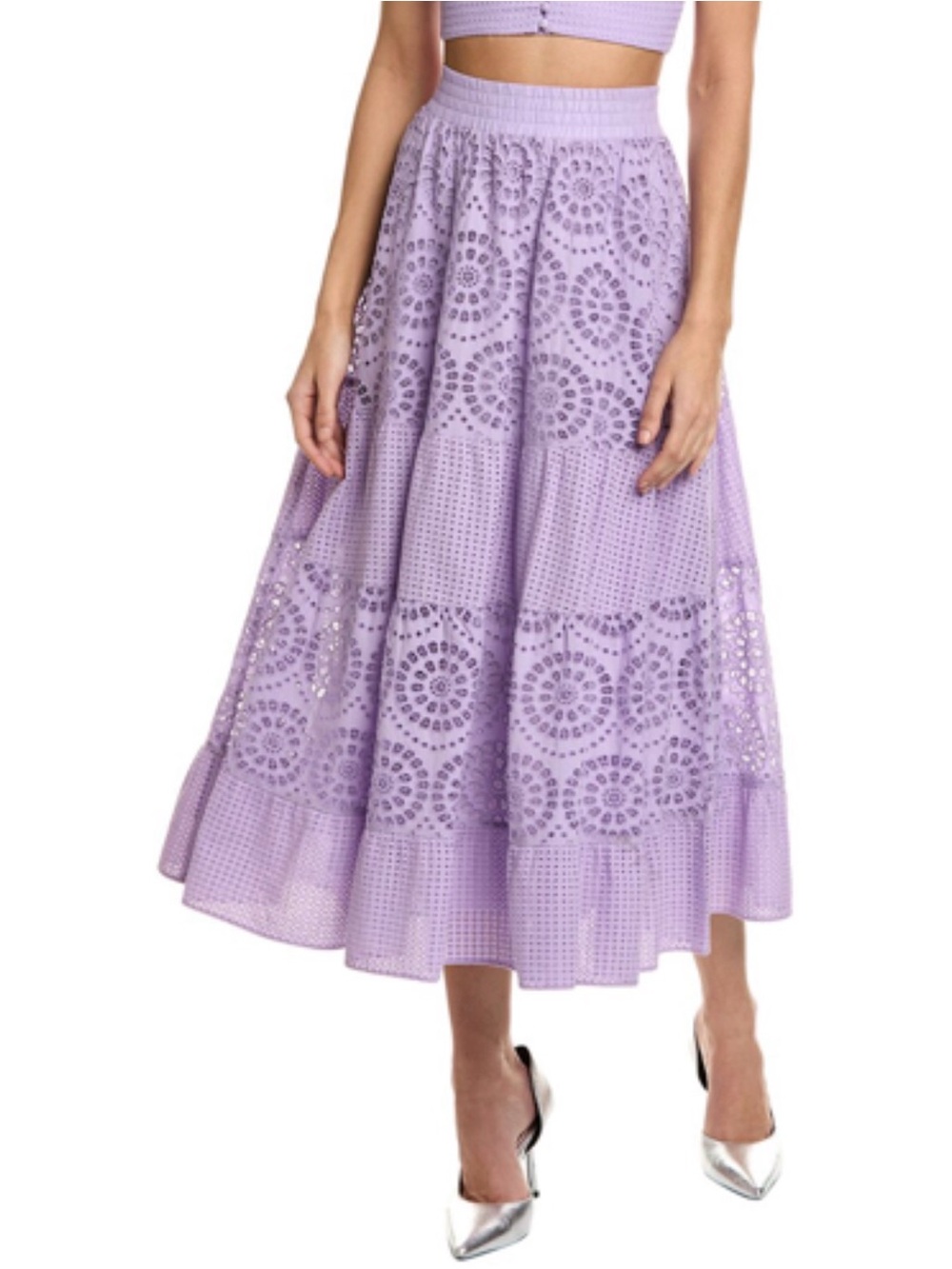 Alice + Olivia Melony Eyelet Midi Skirt Size 10